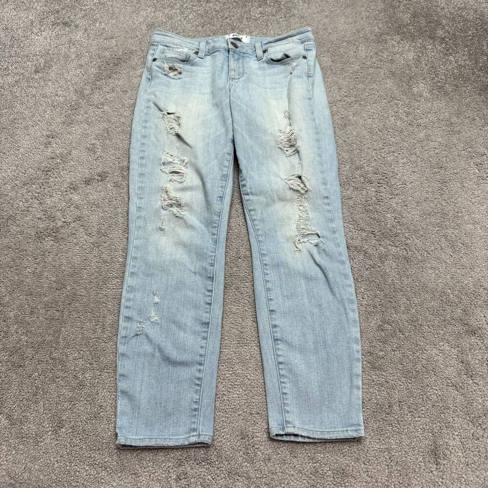 Paige Verdugo Crop Denim Jeans Womens 26 Naomi Dest Distressed Light Blue Wash